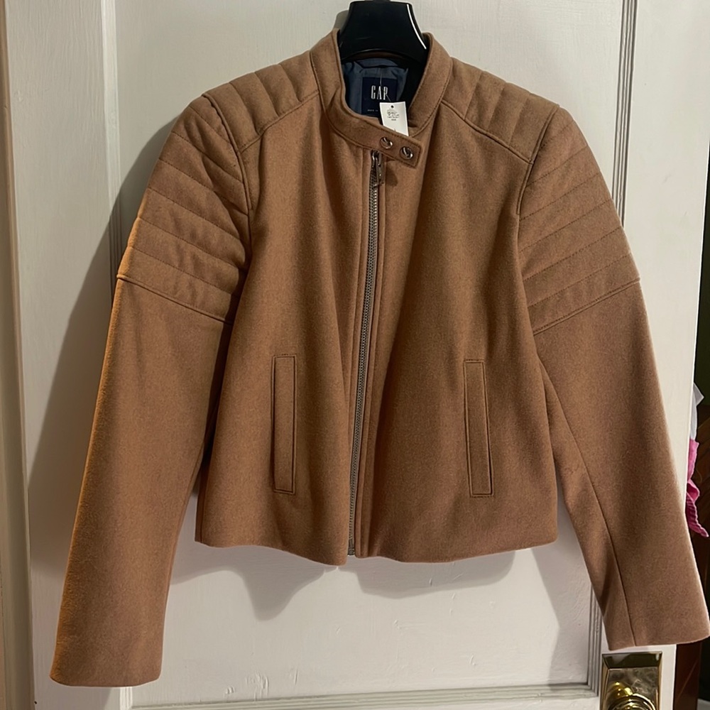 GAP Wool Moto Jacket - Camel